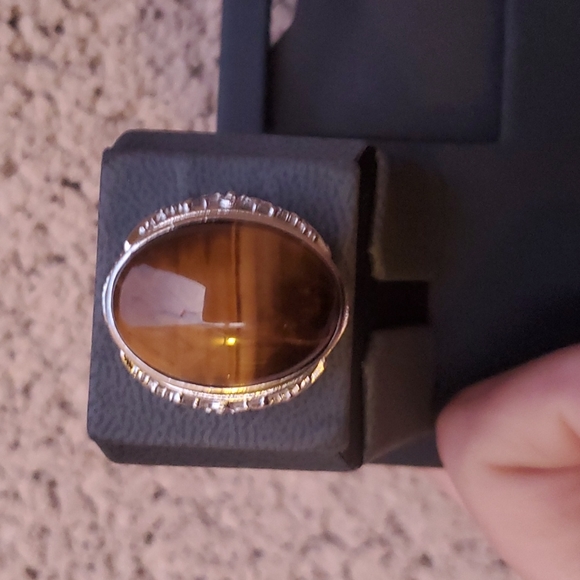 New Overzized Tiger Eye Adjustable 925 Silver Ring. - Picture 9 of 12